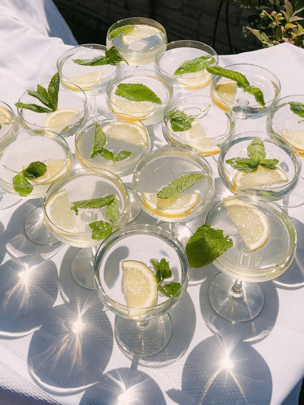 Drankjes met limoen en munt in de zon