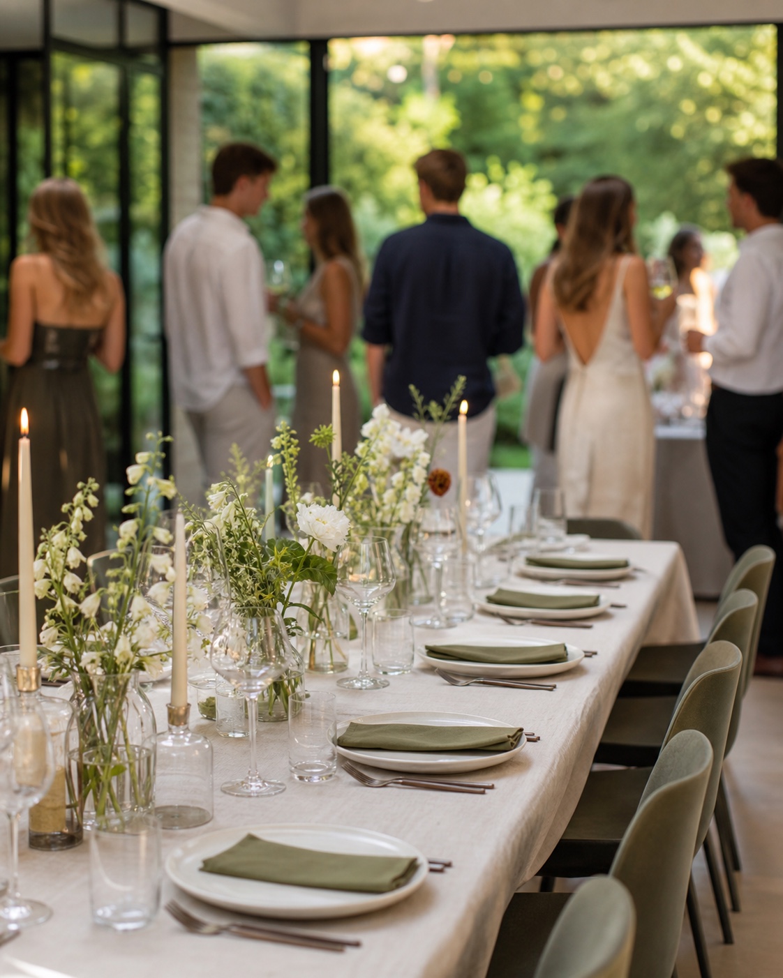 Gedekte tafel met borrel voor een 21 diner